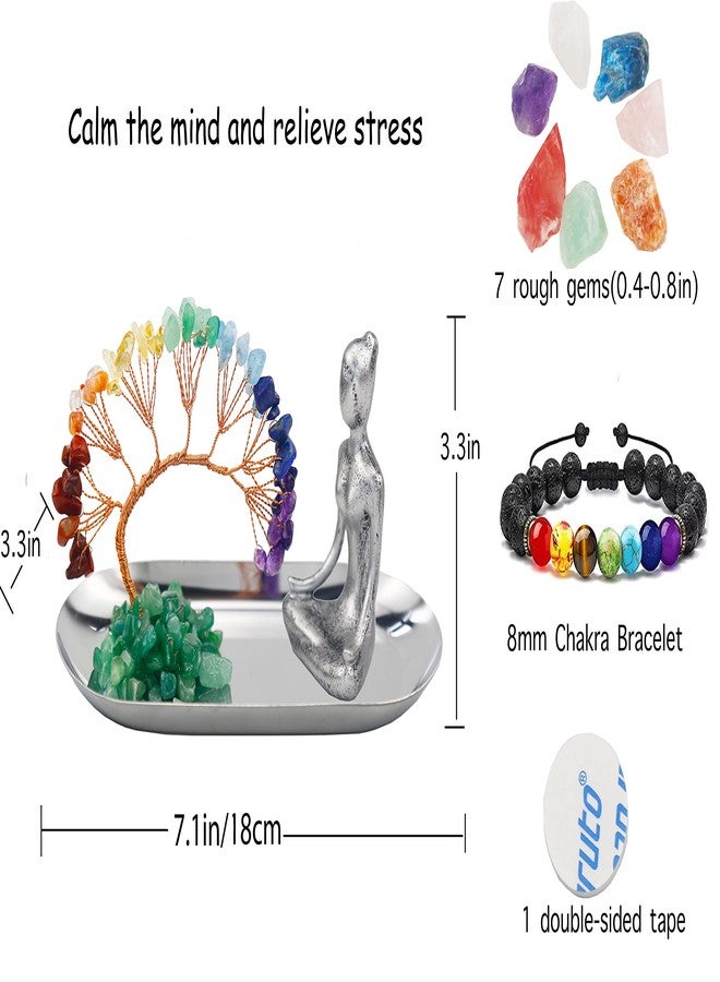Carselage Meditation Accessories, Zen Spiritual Decor, 7 Chakra Crystal Tree Healing Stones and Yoga Statues, for Living Room, Office, Shelves, Mantle Decor, Birthday Gifts for Women - Image 2